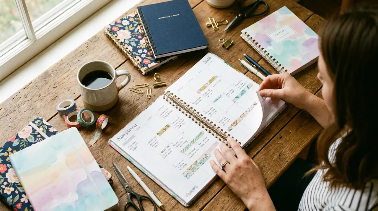 Planners from the vault — printed, bound and in use
