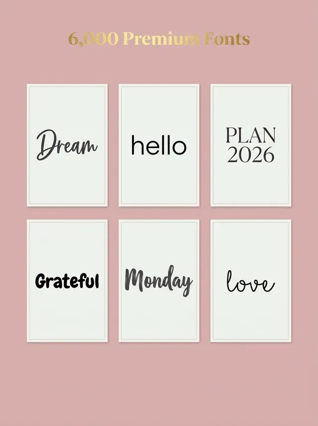 6,000 Premium Fonts — a style for every planner